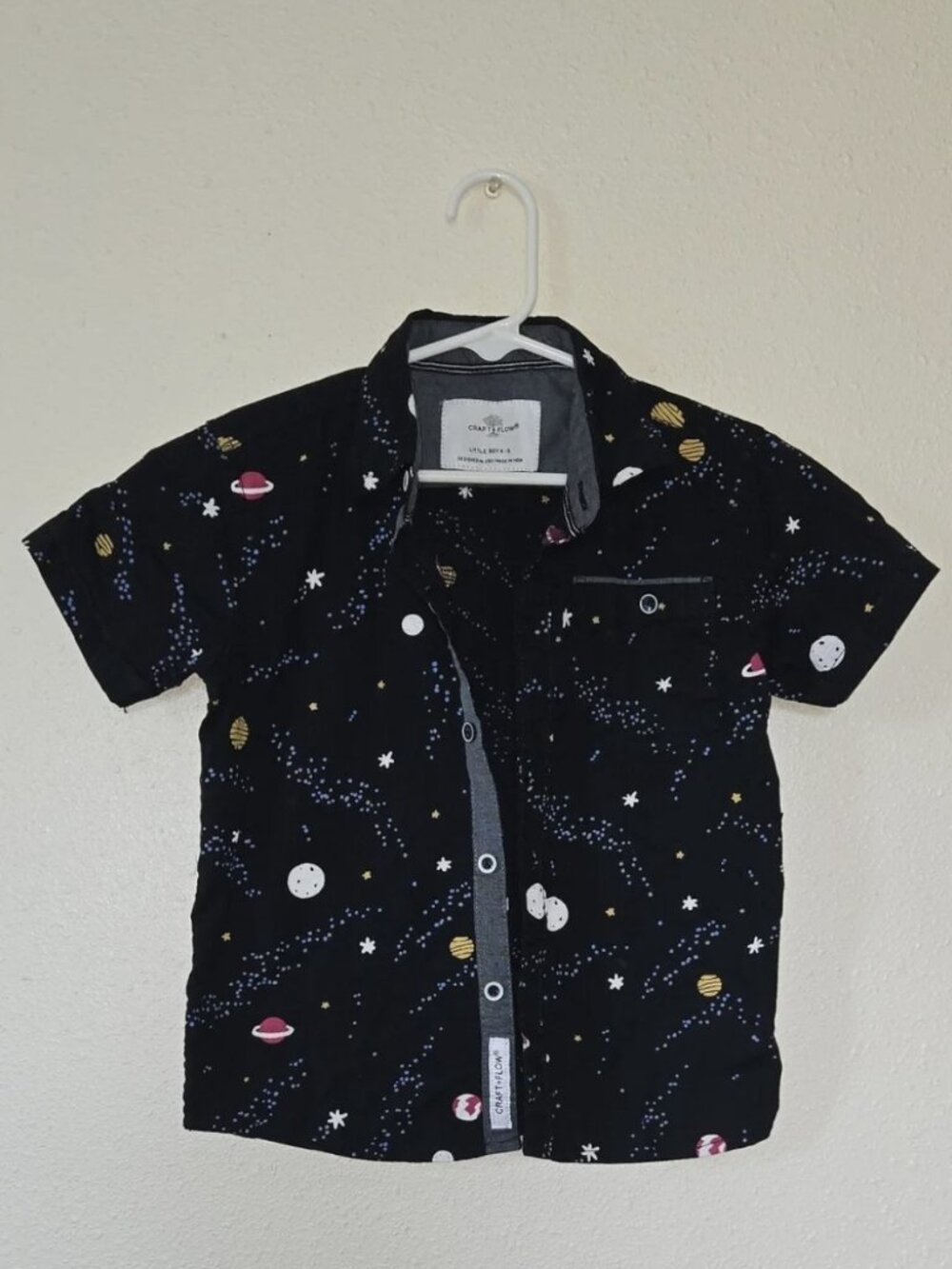 Dark Navy Space short Sleeve Shirt for Kids